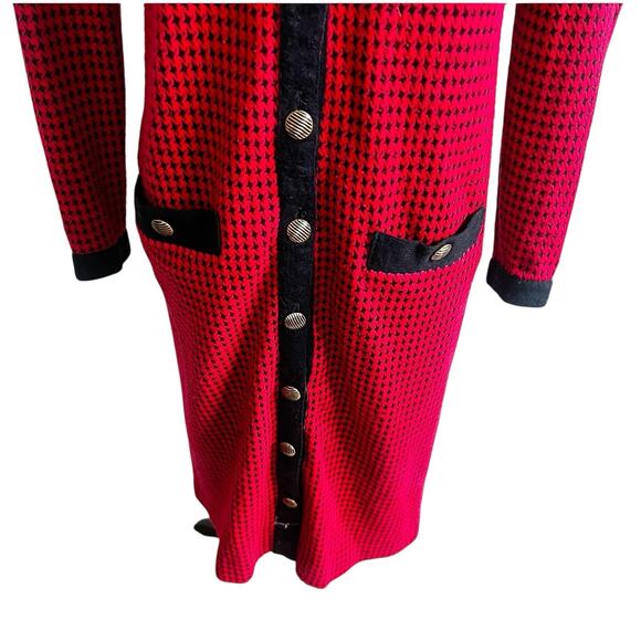 Robert Janan Designed By Eva Midi Vintage Houndstooth Dress Red & Black Size 6 - Picture 5 of 11